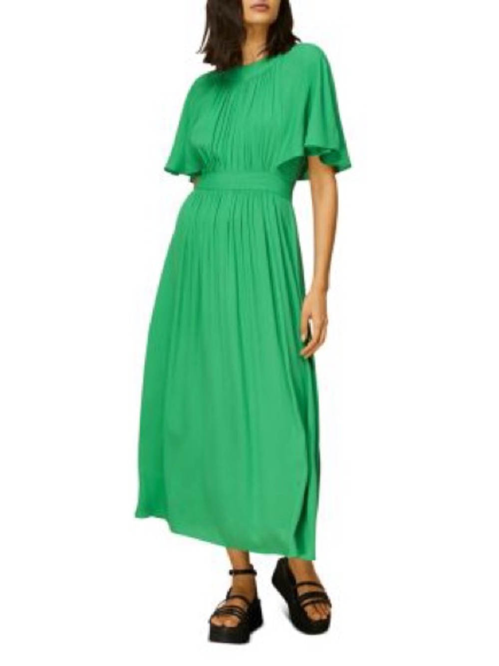 Whistles Green Amelia Cape Sleeve Dress US 0 - Picture 2 of 7